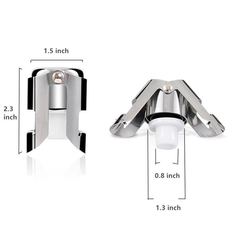 BGMAXimum Champagne Sealer Stopper, BGMAX 3 Pack Stainless Steel Sparkling Wine Bottle Plug Sealer Set with a Longer Sealing Plug, Gifts Accessories for Champagne - Image 2